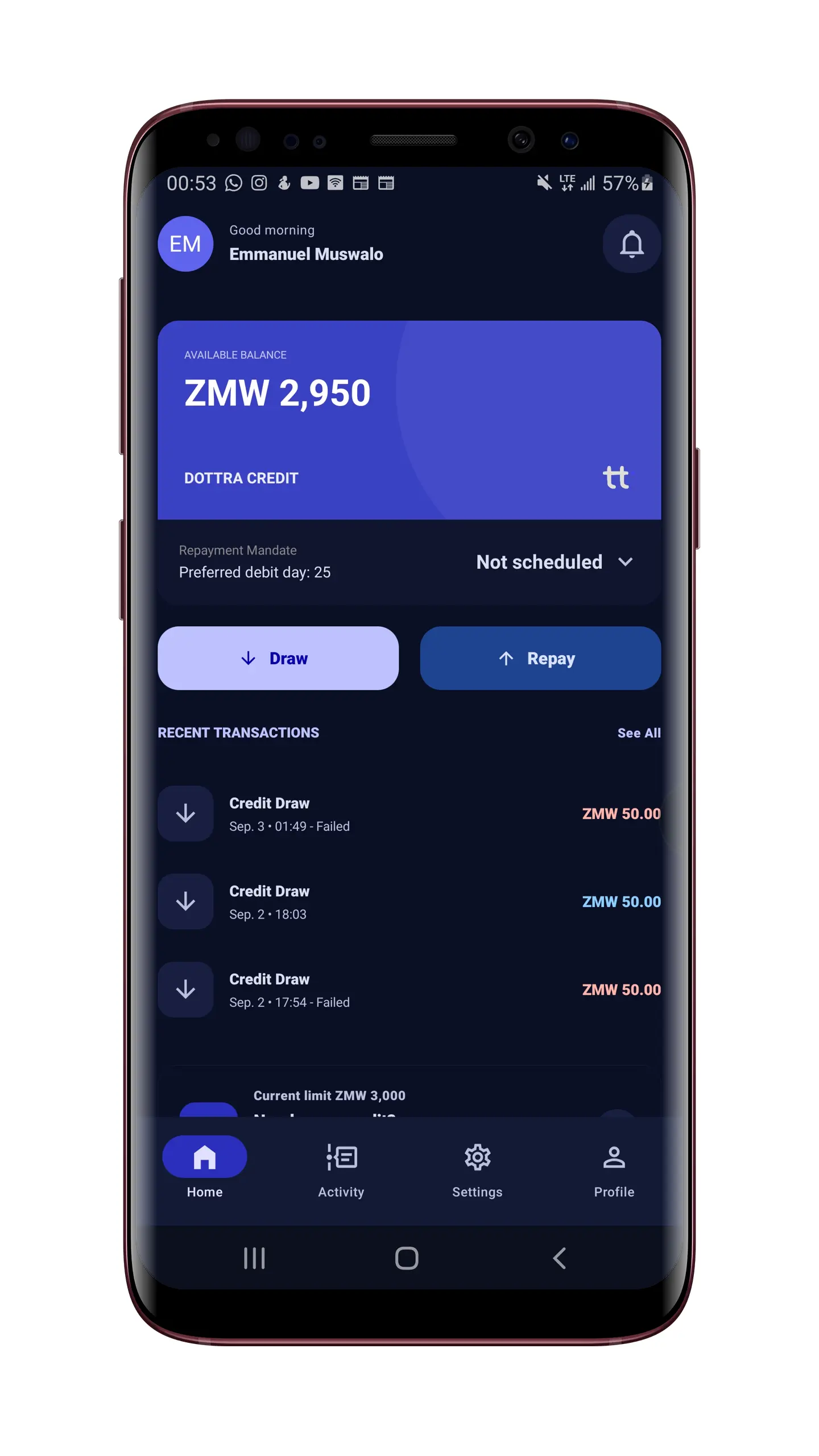 Dottra — Android credit app screenshot